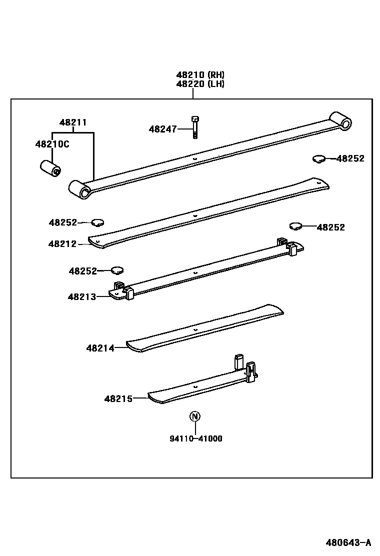 Toyota HILUX Rear Spring & Shock Absorber EPC diagram — 480643A