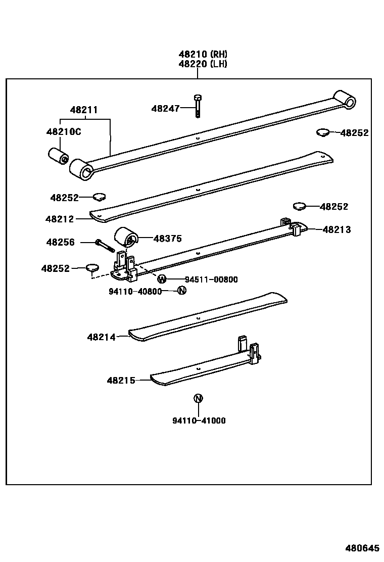 Toyota HILUX Rear Spring & Shock Absorber EPC diagram — 480645