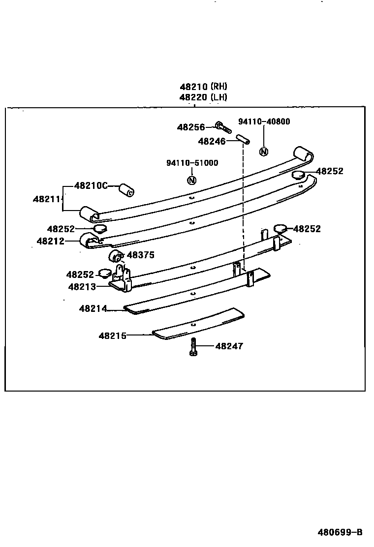 Toyota HILUX Rear Spring & Shock Absorber EPC diagram — 480699B