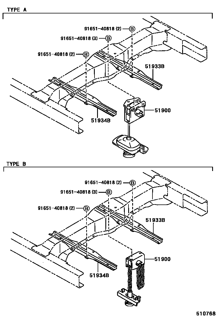 Toyota HILUX Spare tire rack EPC diagram — 510768