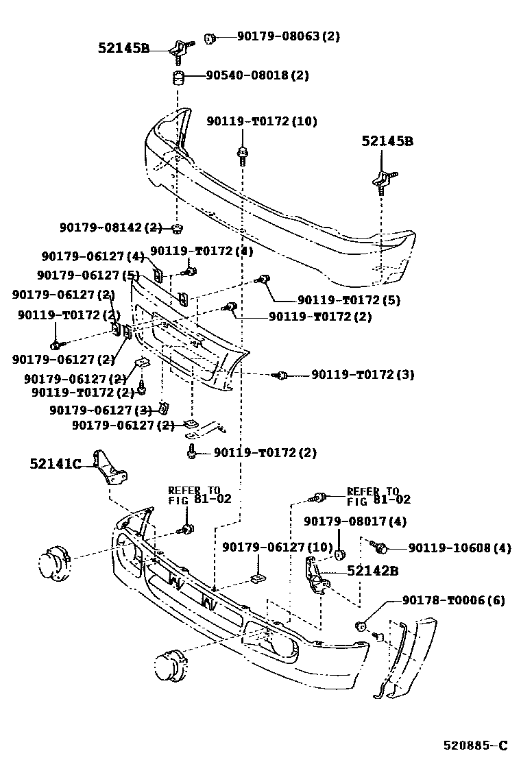 Toyota HILUX 前保险杠及附件 EPC diagram — 520885C