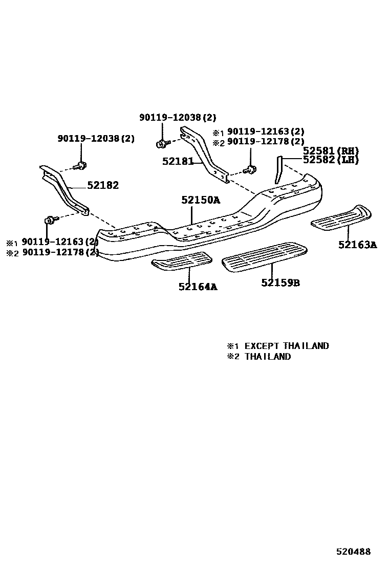 Toyota HILUX 后保险杠及附件 EPC diagram — 520488A