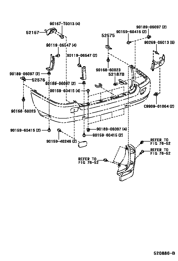Toyota HILUX 后保险杠及附件 EPC diagram — 520886B