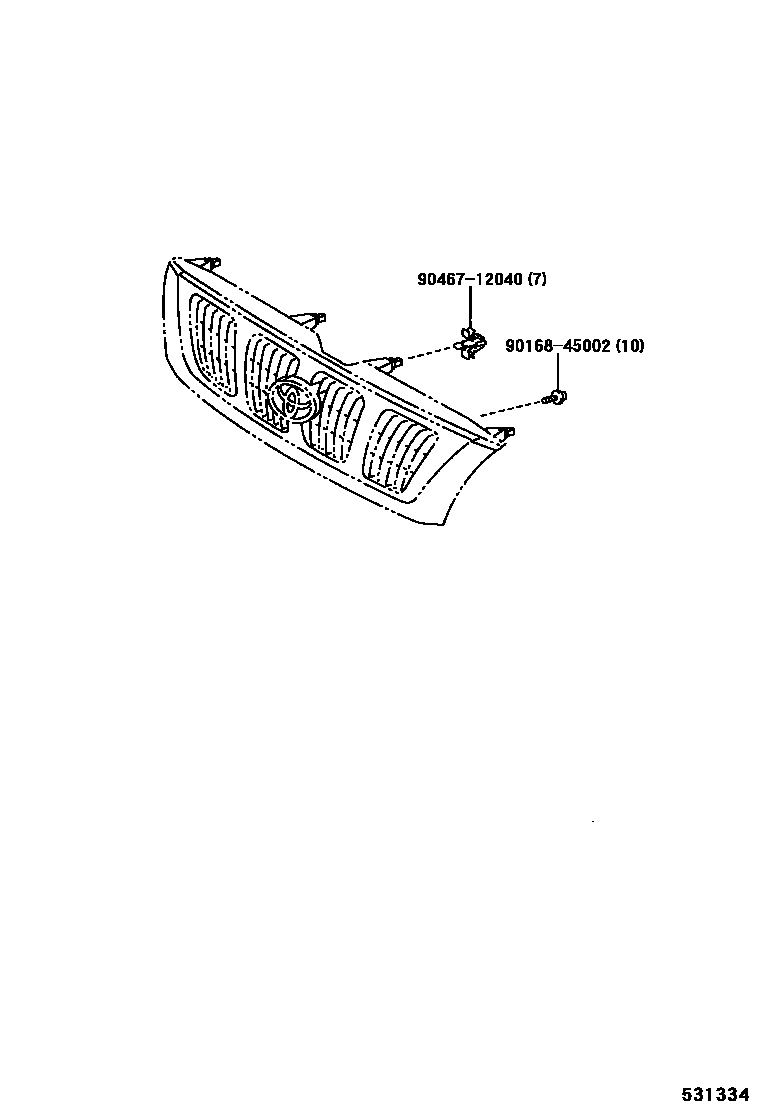 Toyota HILUX radiator grille EPC diagram — 531334