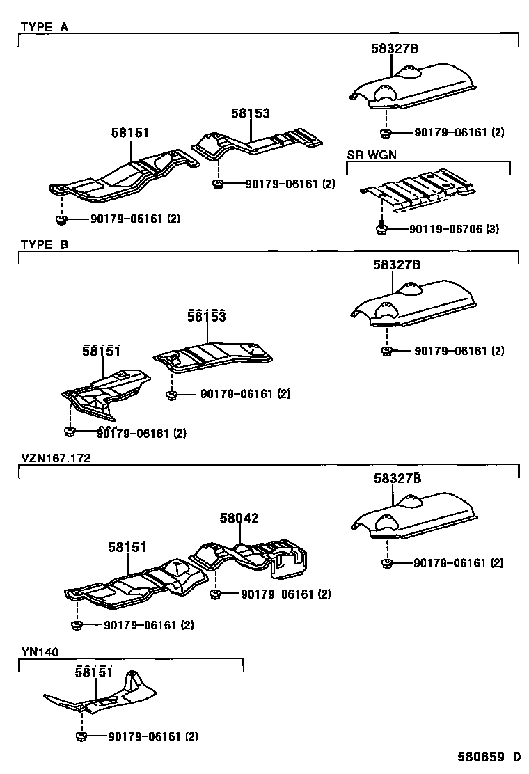 Toyota HILUX 地板隔热垫 EPC diagram — 580659D
