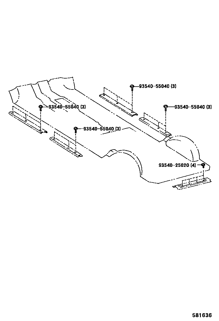 Toyota HILUX 地板垫和消声垫 EPC diagram — 581636
