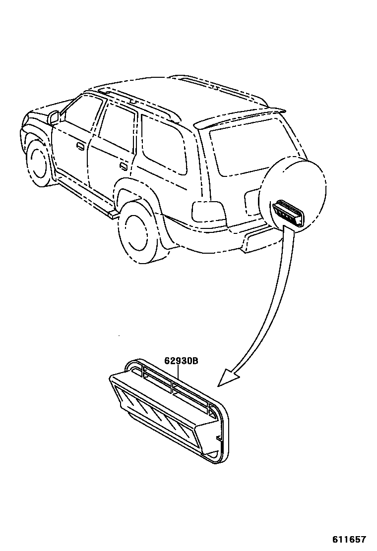 Toyota HILUX 后通风装置和车顶通风装置 EPC diagram — 611657