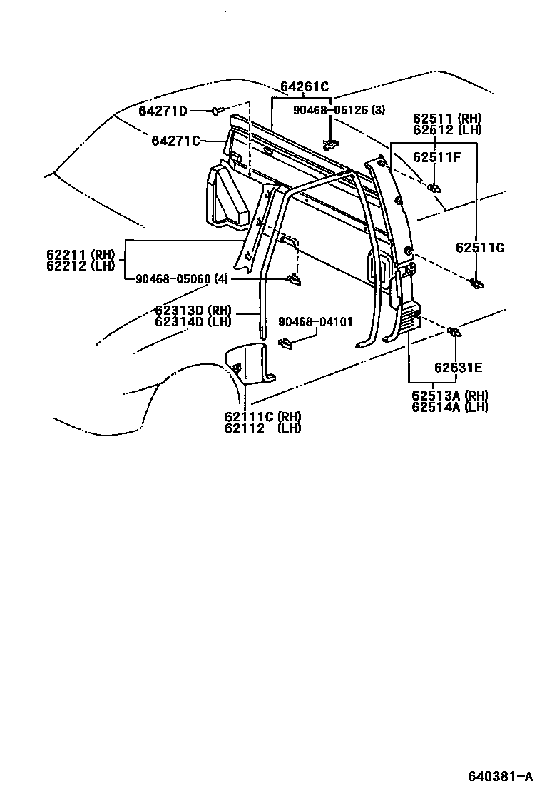 Toyota HILUX 车内装饰板 EPC diagram — 640381A