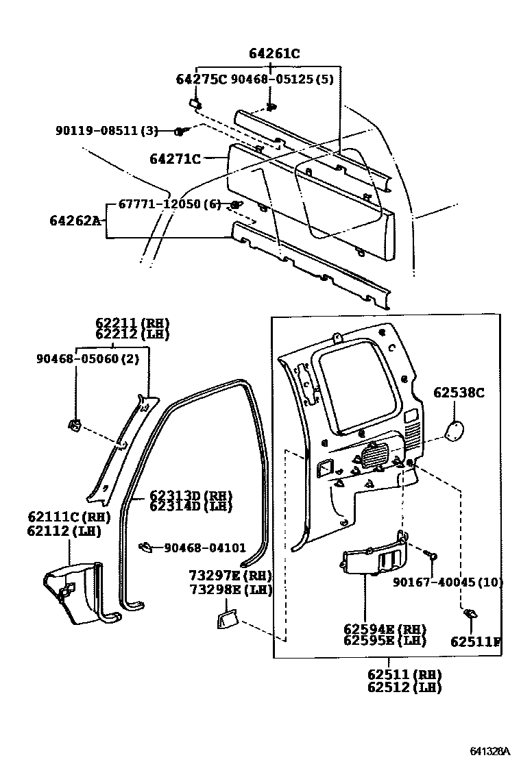 Toyota HILUX 车内装饰板 EPC diagram — 641328A