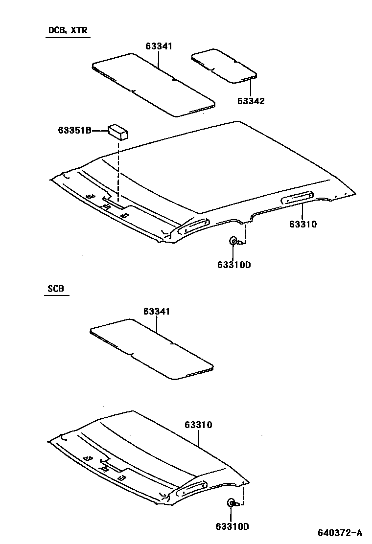 Toyota HILUX 车顶内衬和消声垫 EPC diagram — 640372A