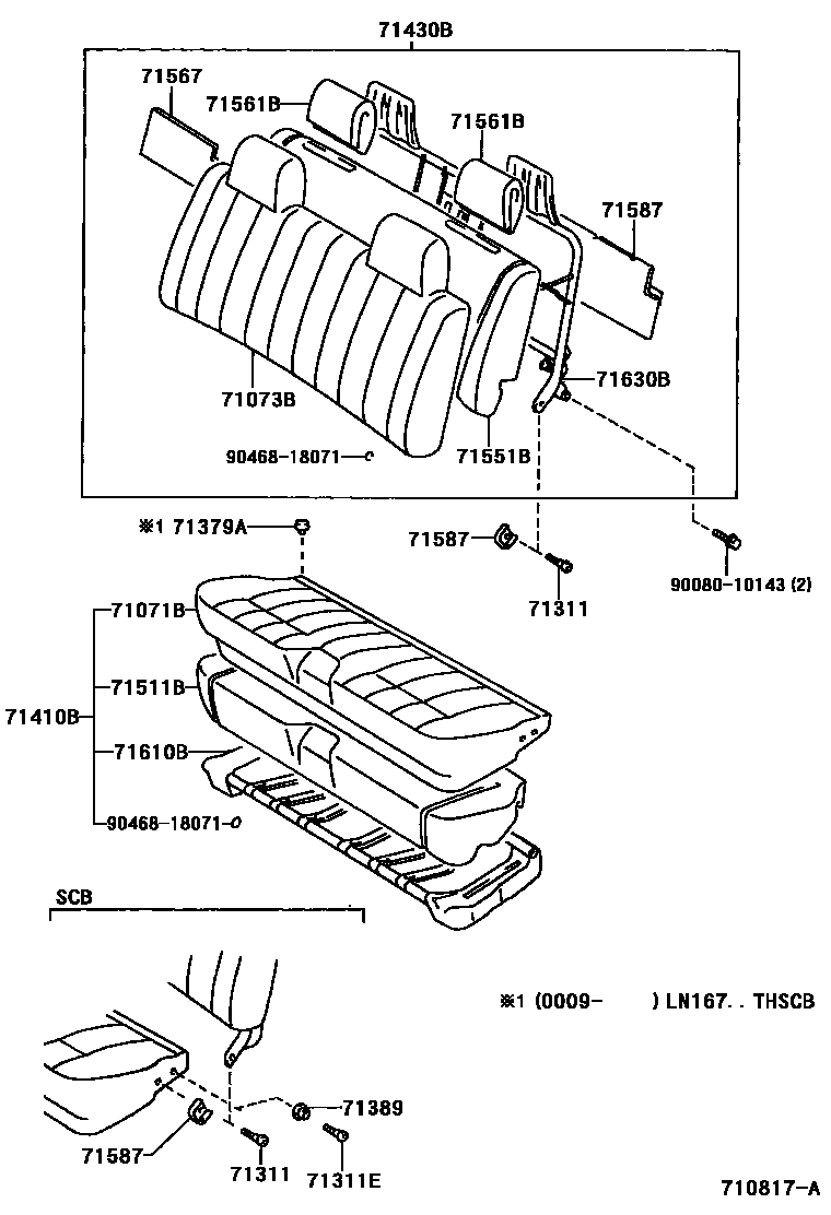 Toyota HILUX 座椅和座椅滑轨 EPC diagram — 710817A