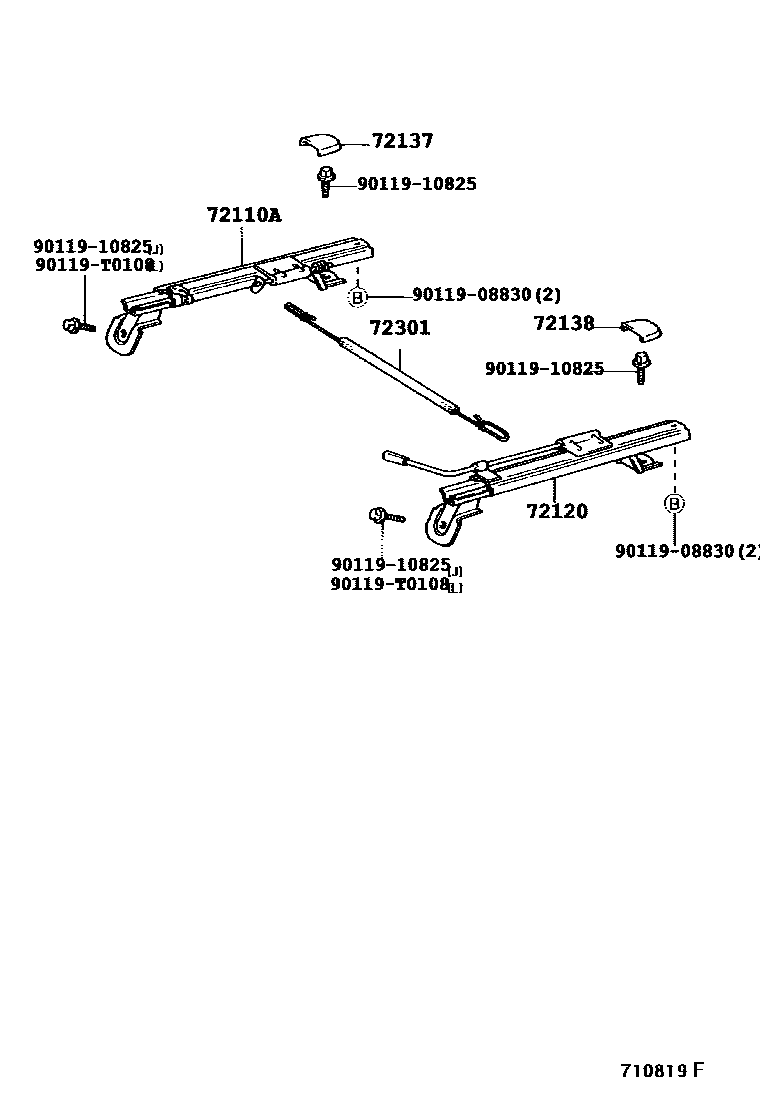 Toyota HILUX 座椅和座椅滑轨 EPC diagram — 710819F