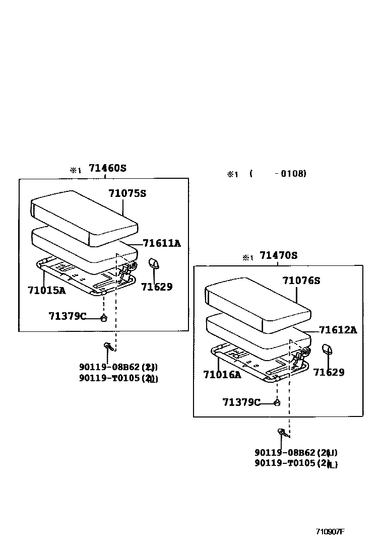 Toyota HILUX 座椅和座椅滑轨 EPC diagram — 710907F