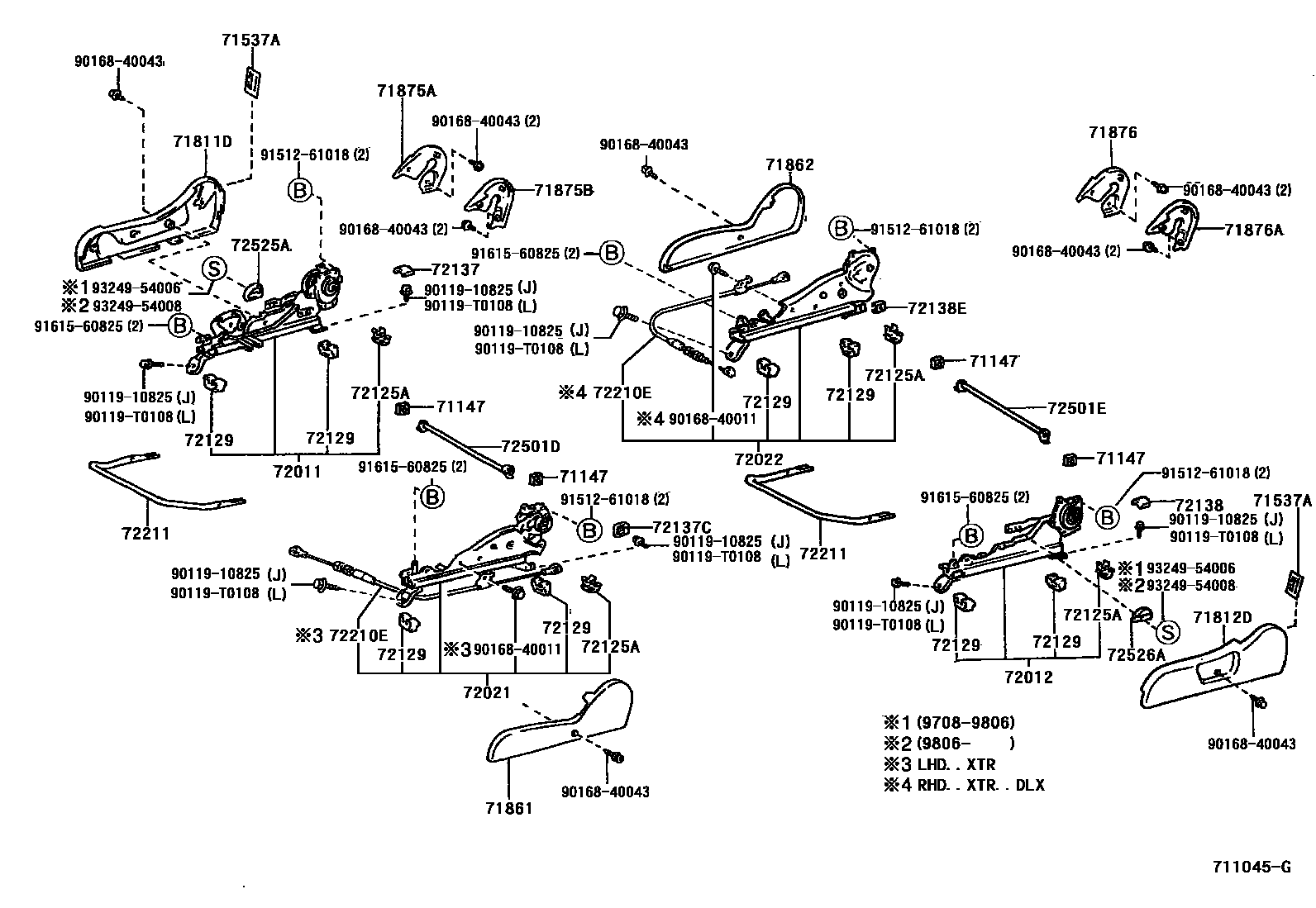 Toyota HILUX 座椅和座椅滑轨 EPC diagram — 711045G