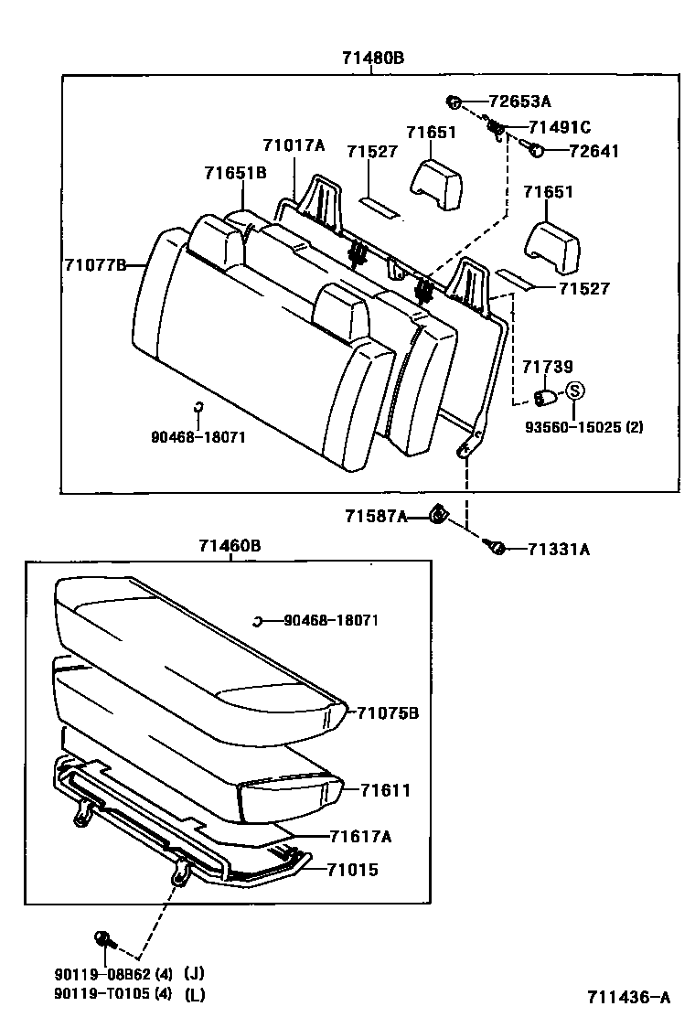 Toyota HILUX 座椅和座椅滑轨 EPC diagram — 711436A