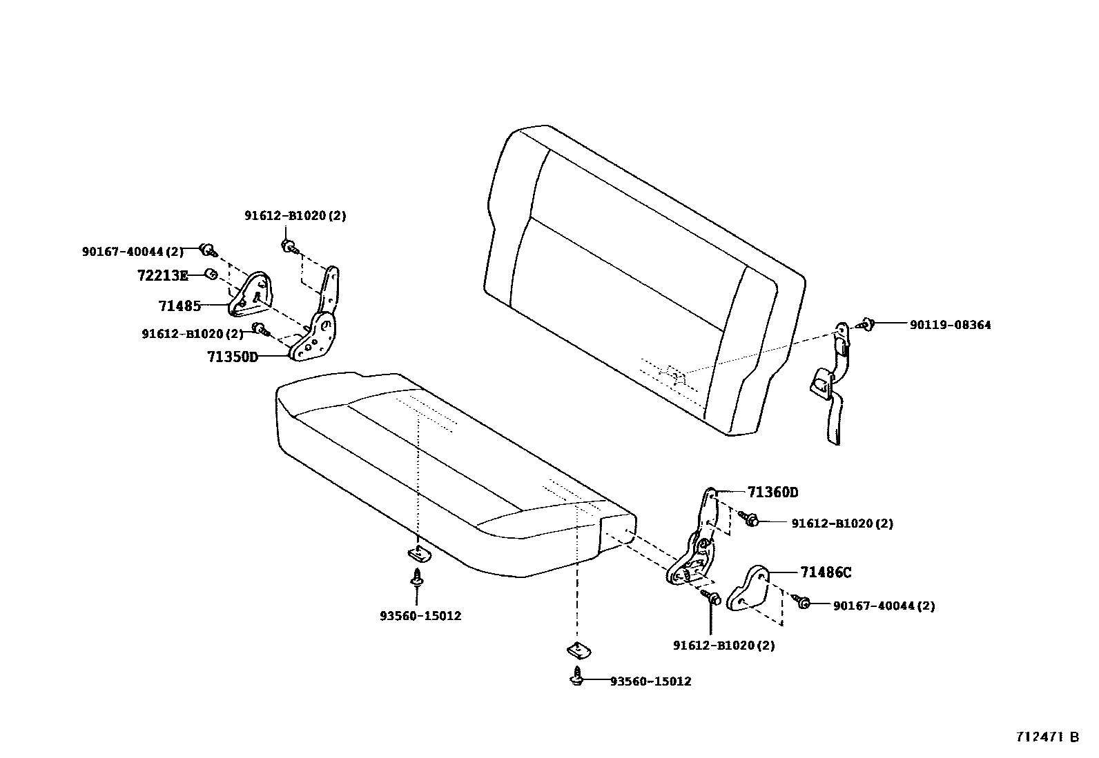 Toyota HILUX 座椅和座椅滑轨 EPC diagram — 712471B