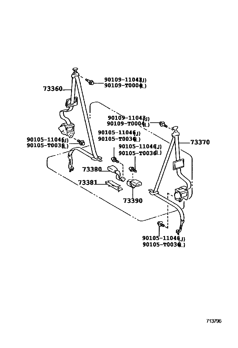 Toyota HILUX seat belt EPC diagram — 713796