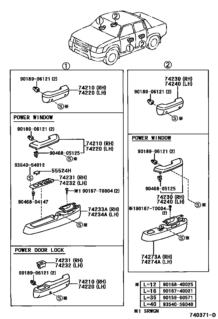 Toyota HILUX 扶手和遮阳板 EPC diagram — 740371D