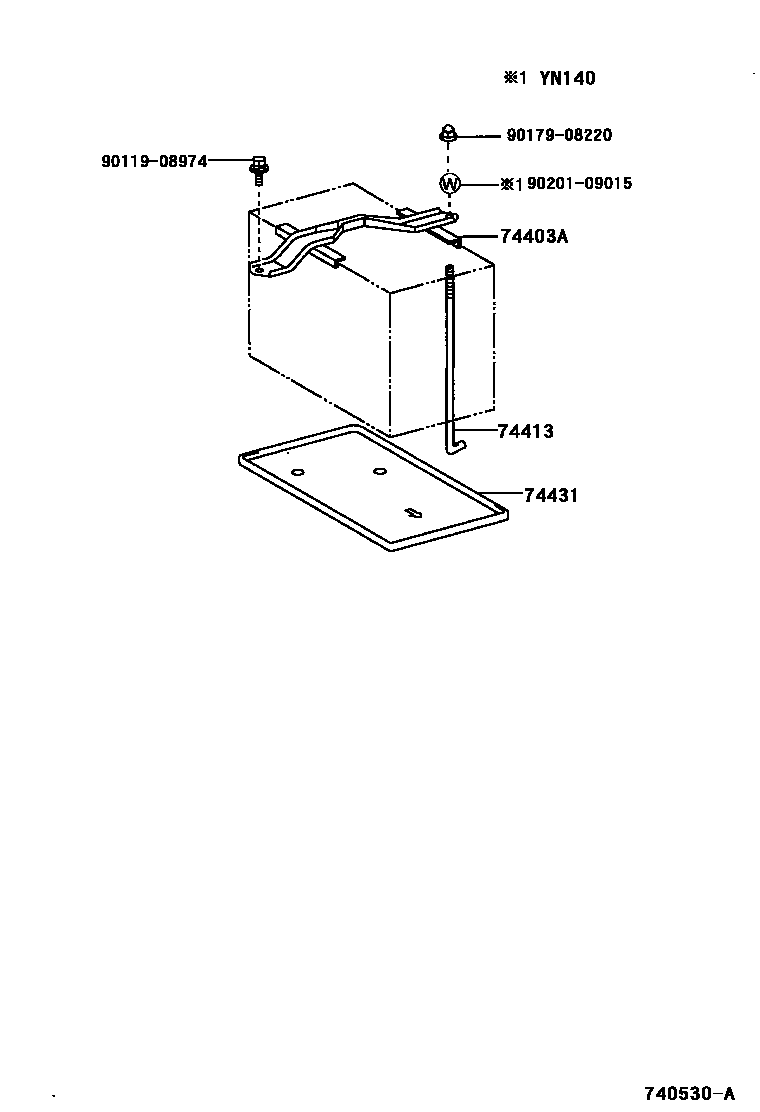 Toyota HILUX battery holder EPC diagram — 740530A
