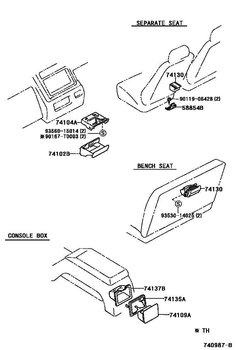 Toyota HILUX 烟灰盒 EPC diagram — 740987B