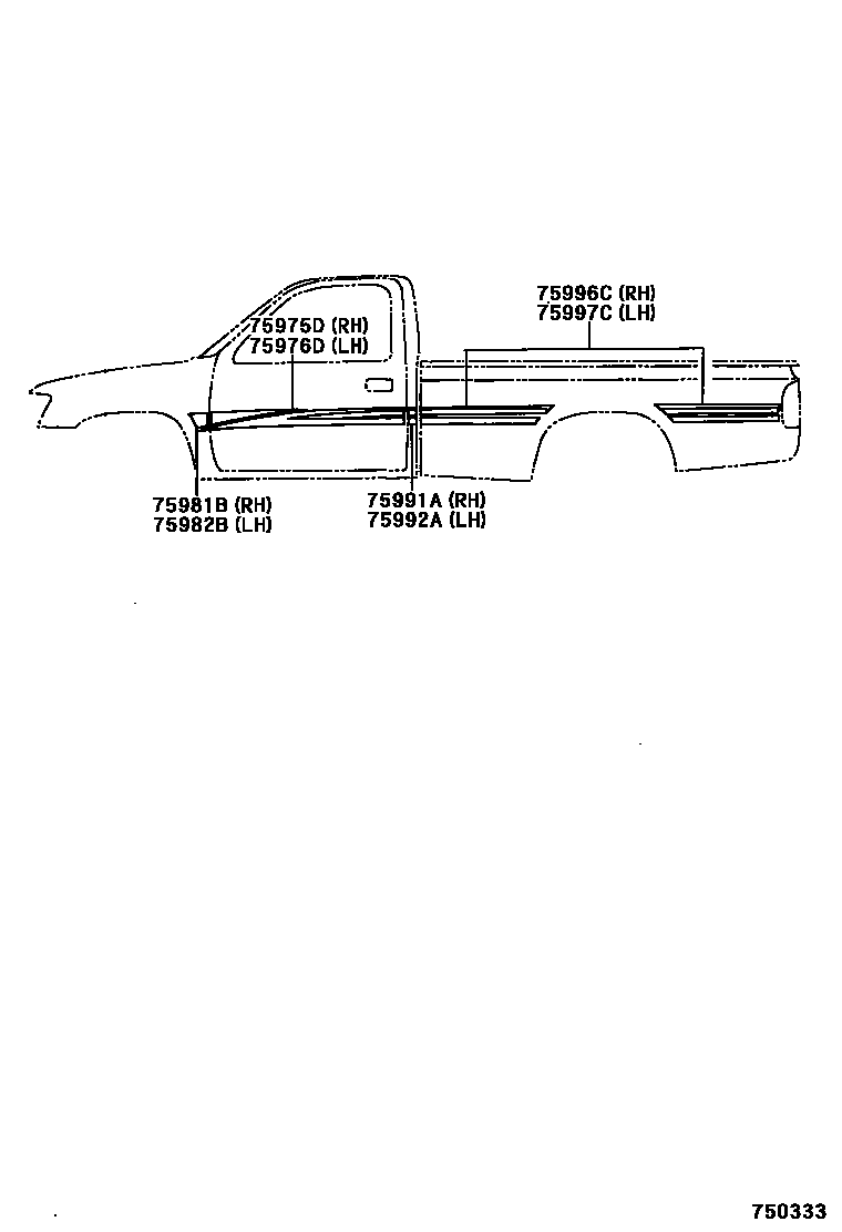 Toyota HILUX 车身镶条 EPC diagram — 750333