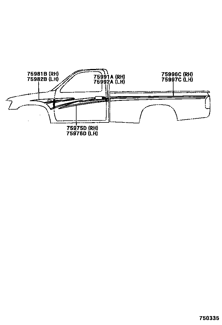 Toyota HILUX 车身镶条 EPC diagram — 750335