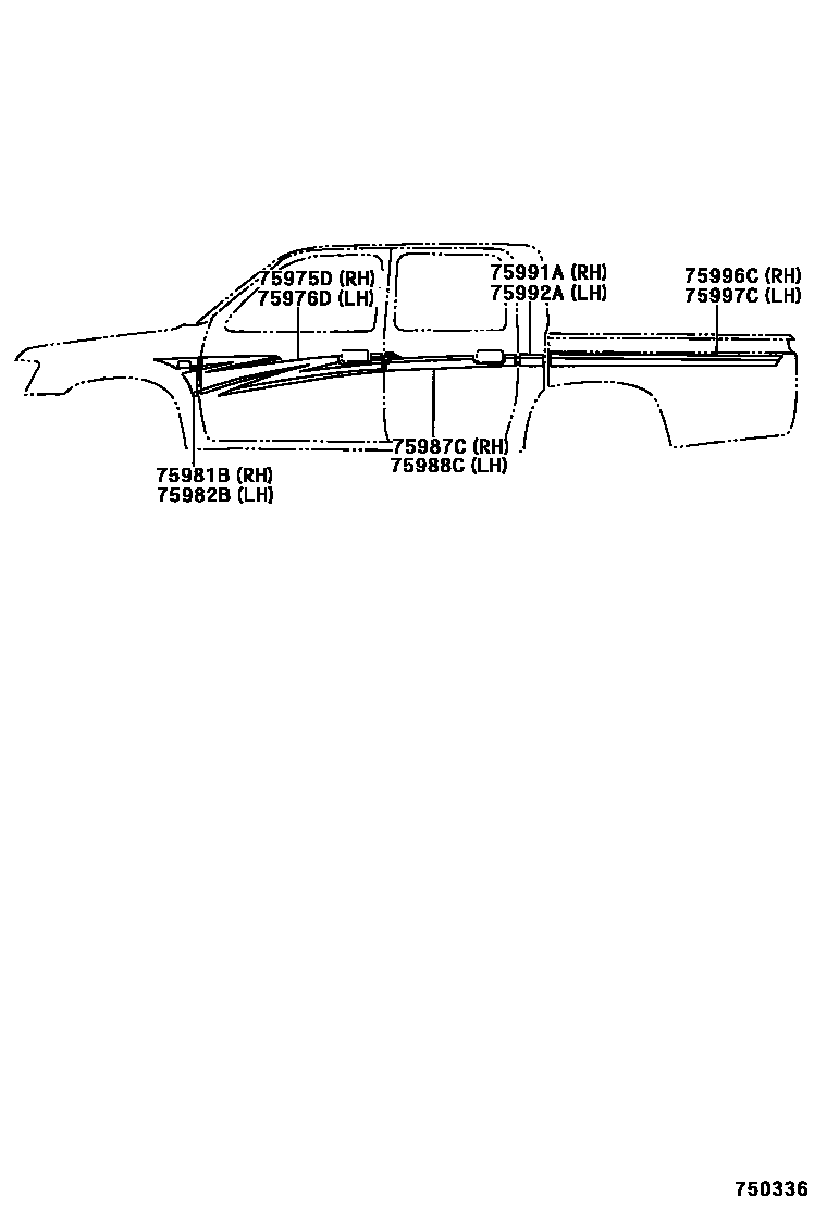 Toyota HILUX 车身镶条 EPC diagram — 750336