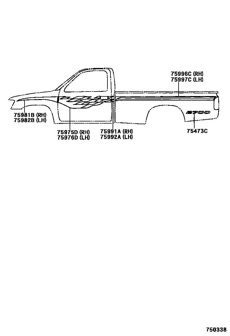 Toyota HILUX 车身镶条 EPC diagram — 750338