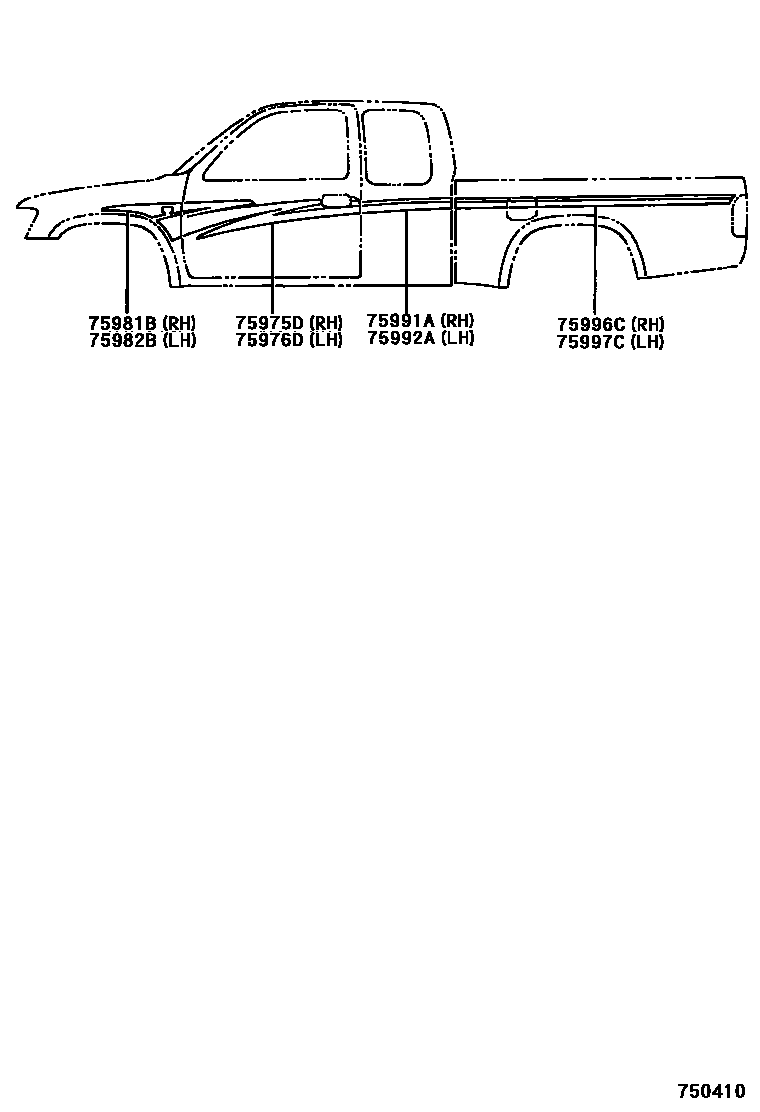 Toyota HILUX 车身镶条 EPC diagram — 750410