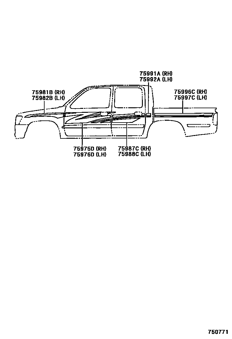 Toyota HILUX 车身镶条 EPC diagram — 750771