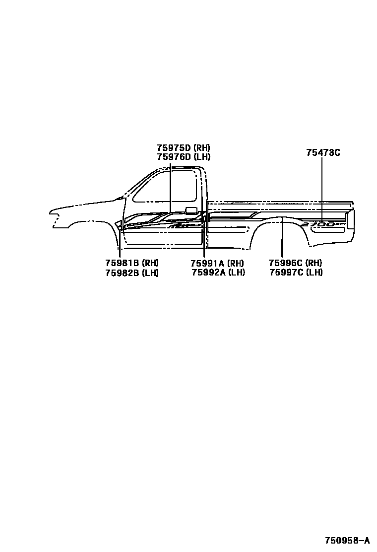 Toyota HILUX 车身镶条 EPC diagram — 750958A