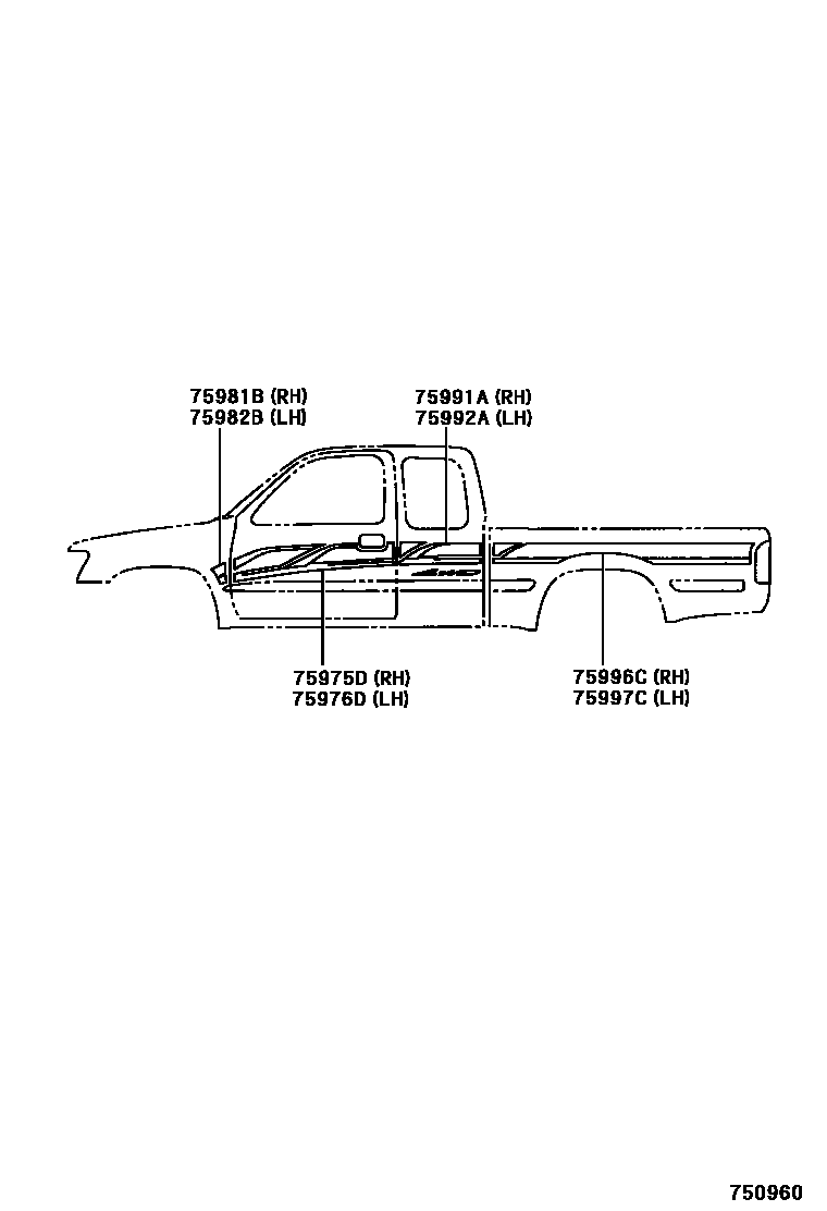 Toyota HILUX 车身镶条 EPC diagram — 750960