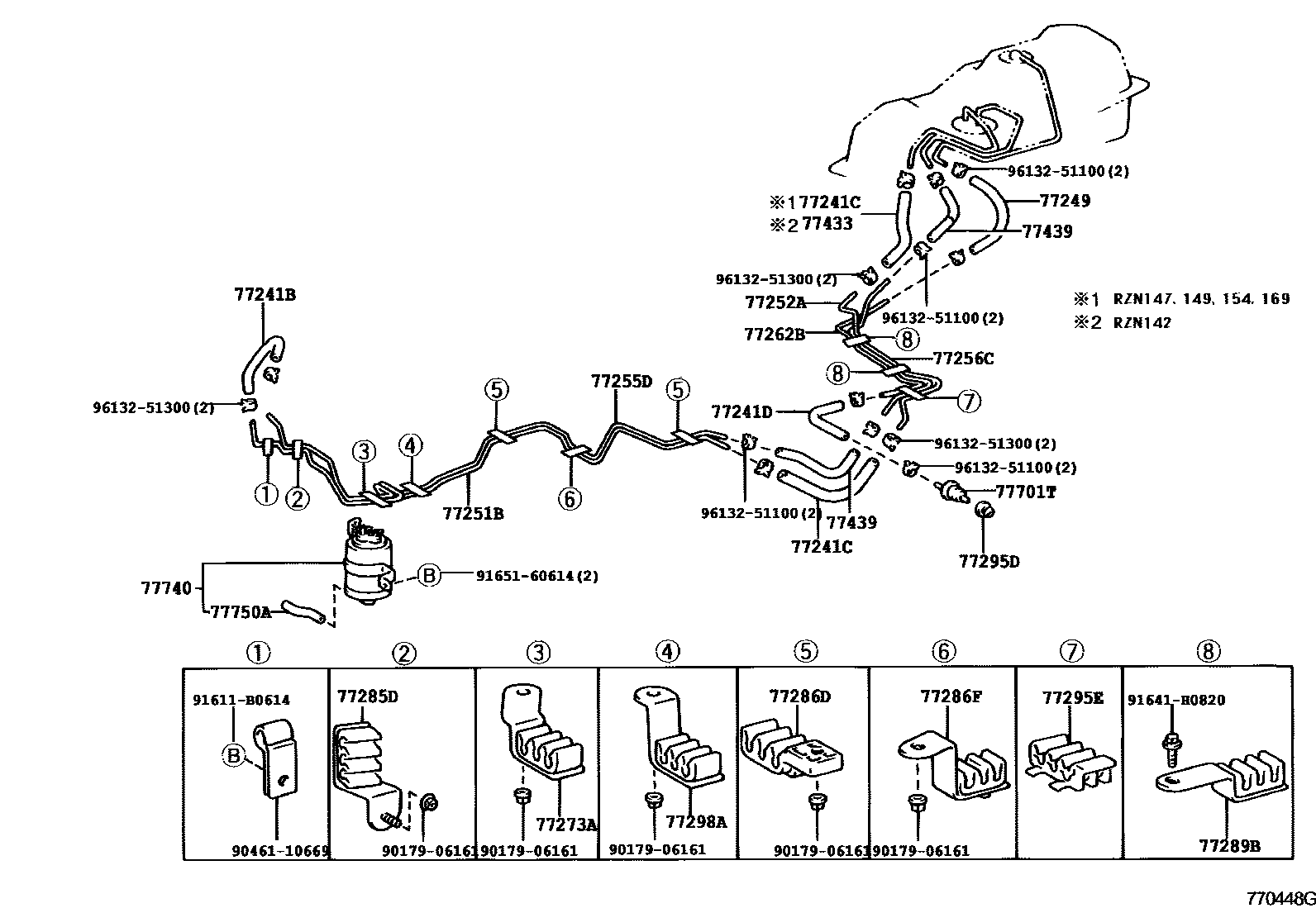 Toyota HILUX 燃油箱和燃油管 EPC diagram — 770448G