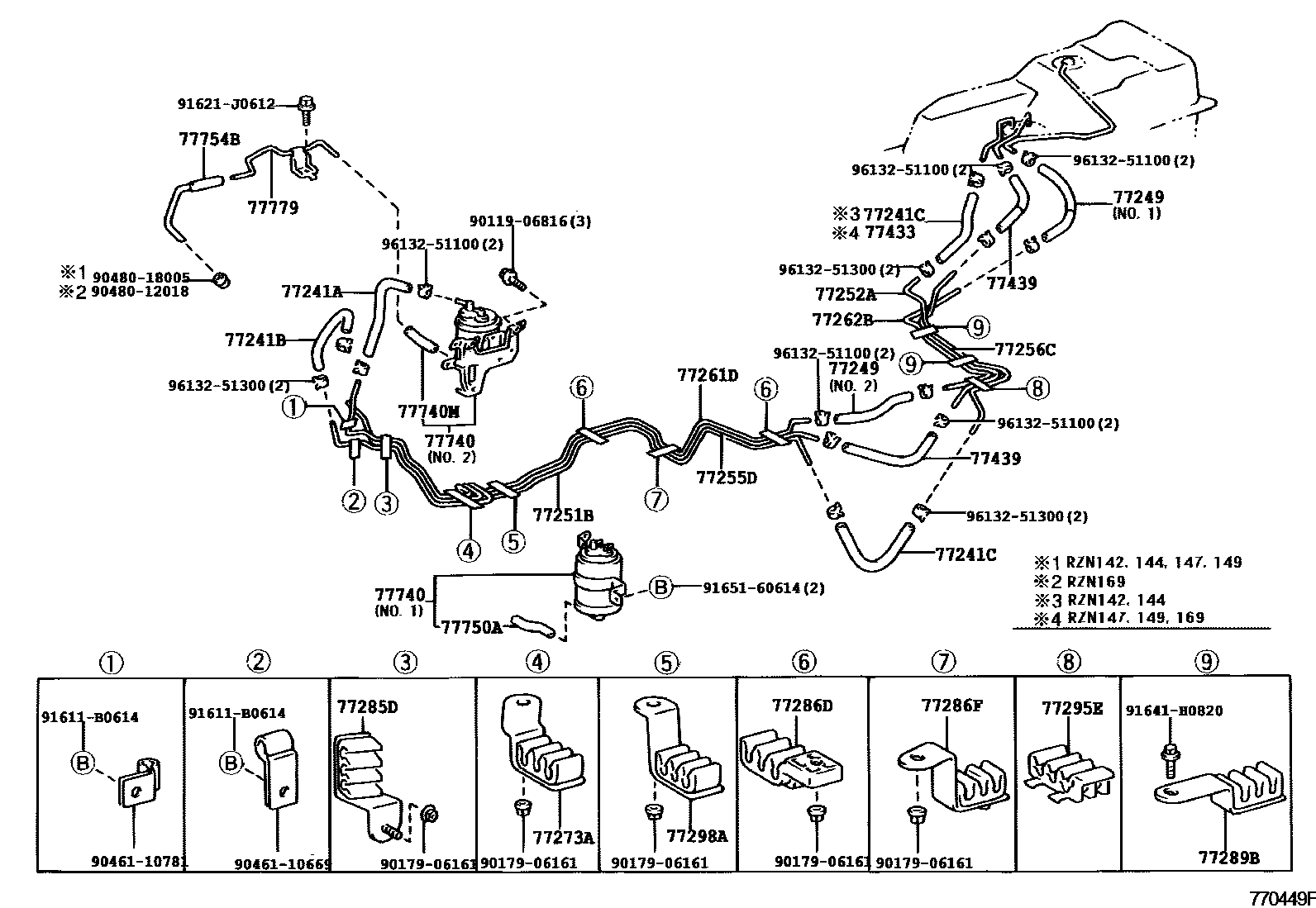 Toyota HILUX 燃油箱和燃油管 EPC diagram — 770449F