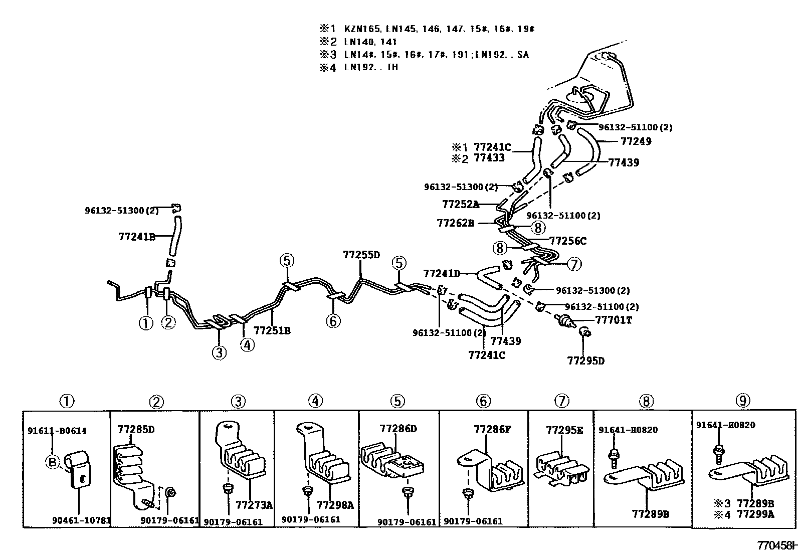 Toyota HILUX 燃油箱和燃油管 EPC diagram — 770458H
