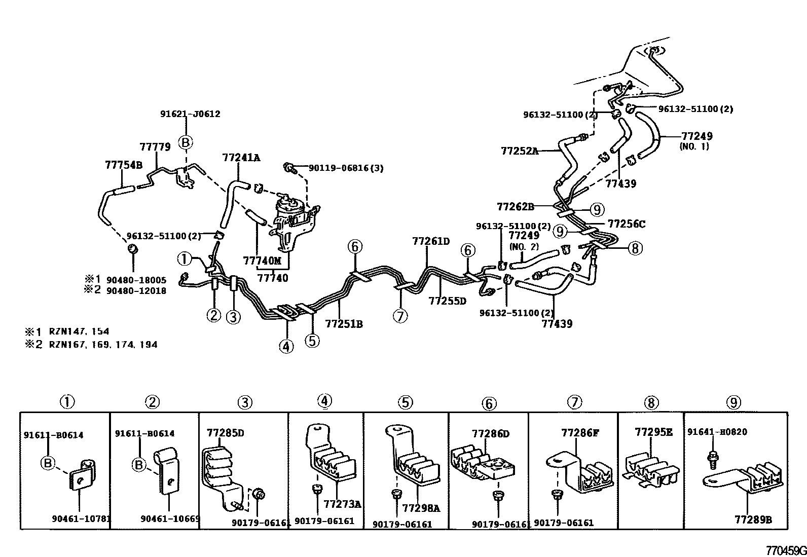 Toyota HILUX 燃油箱和燃油管 EPC diagram — 770459G