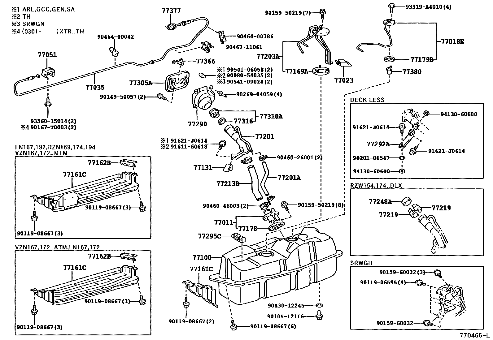 Toyota HILUX 燃油箱和燃油管 EPC diagram — 770465L