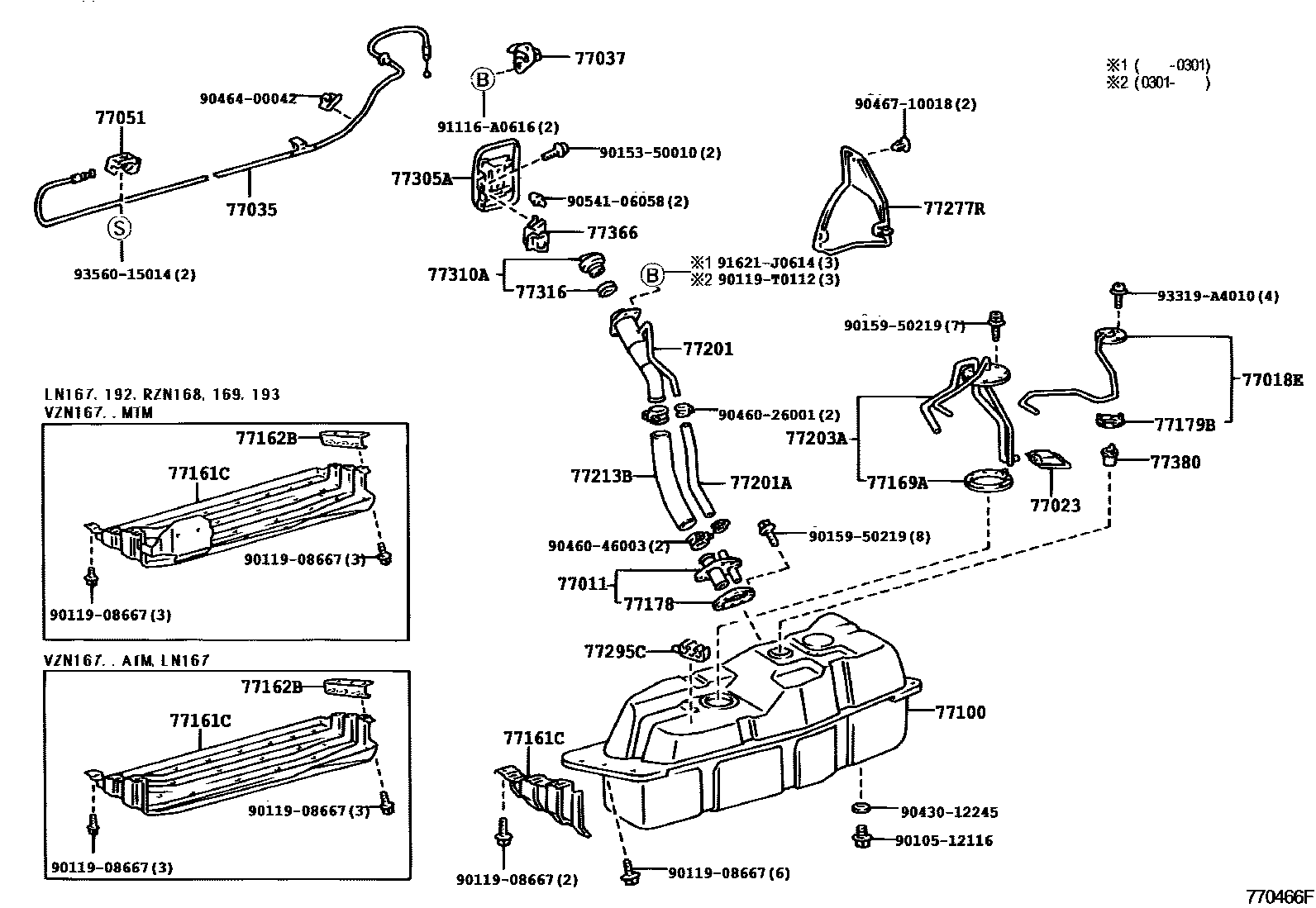 Toyota HILUX 燃油箱和燃油管 EPC diagram — 770466F