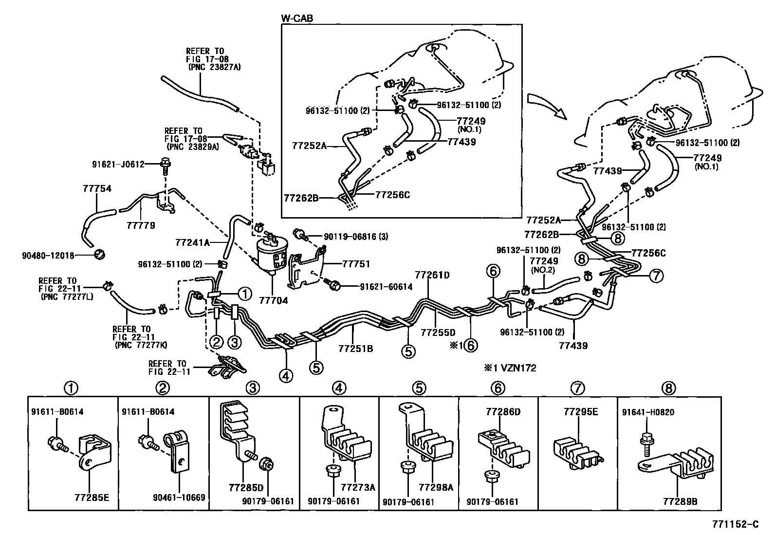 Toyota HILUX 燃油箱和燃油管 EPC diagram — 771152C