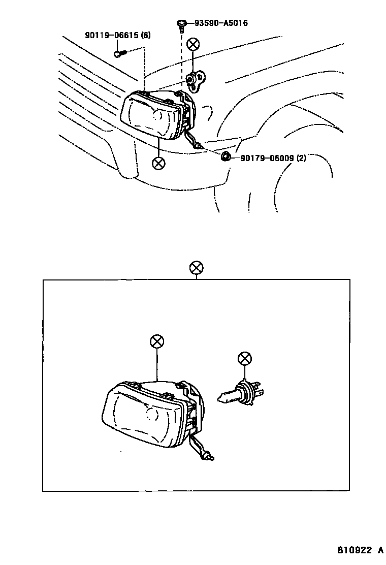 Toyota HILUX Headlamp EPC diagram — 810922A
