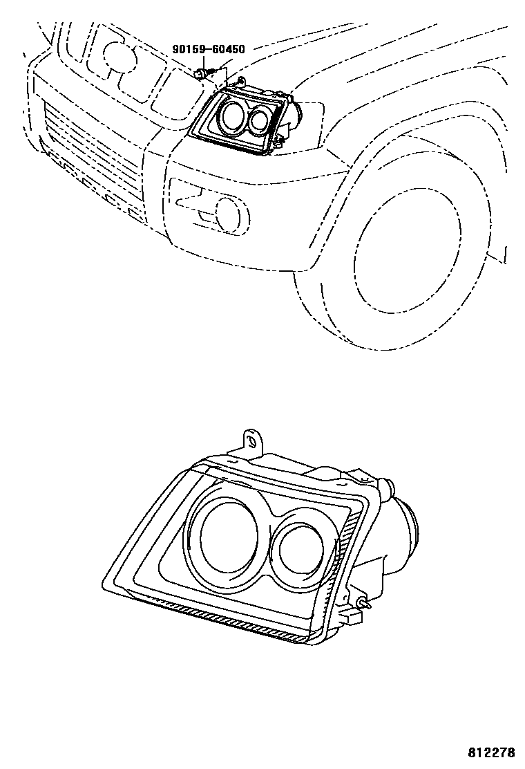 Toyota HILUX Headlamp EPC diagram — 812278