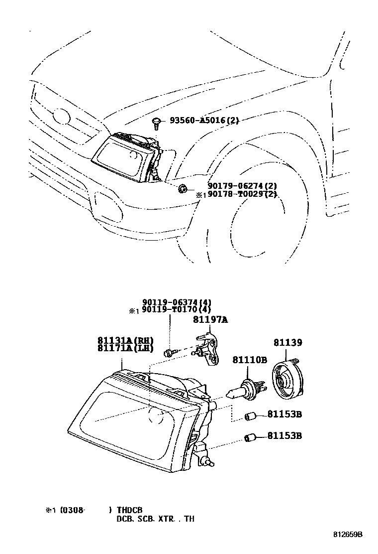 Toyota HILUX Headlamp EPC diagram — 812659B