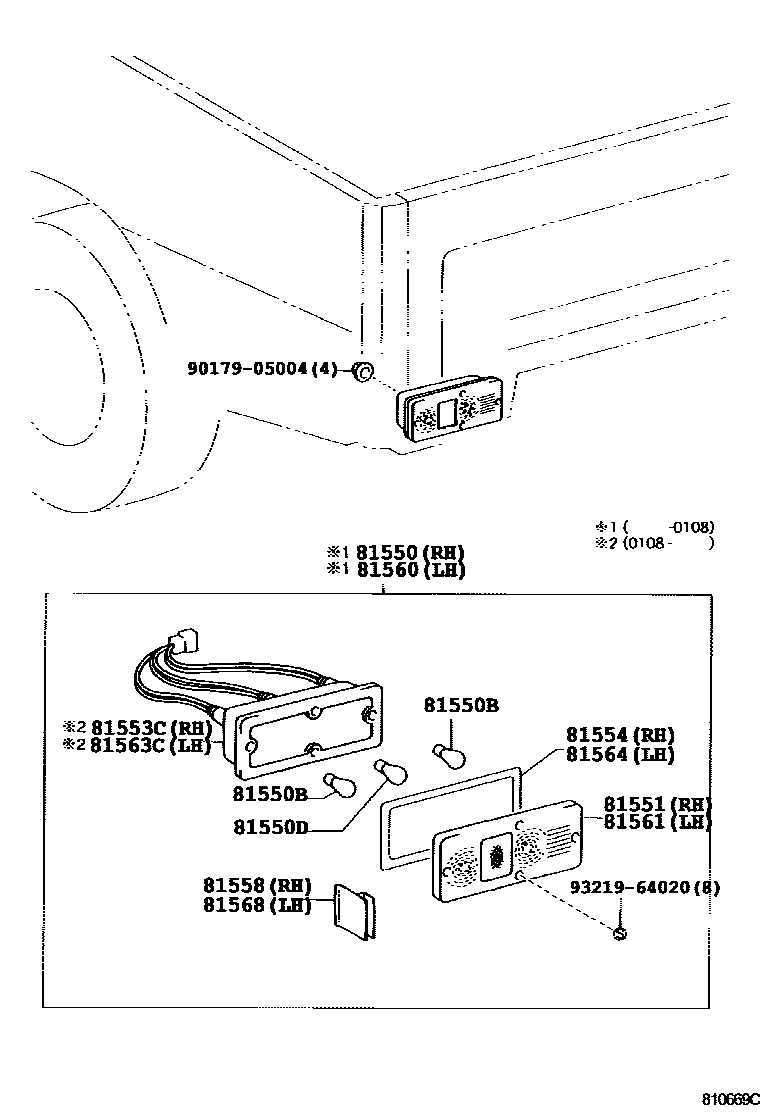 Toyota HILUX 后组合灯 EPC diagram — 810669C