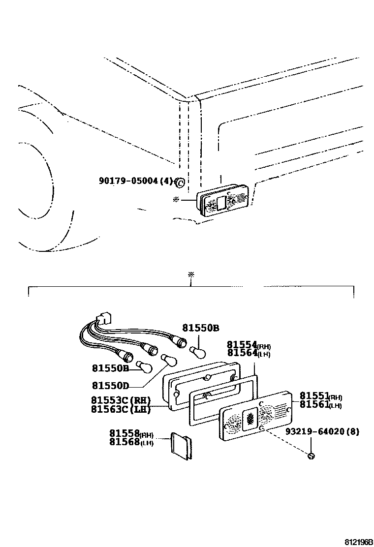 Toyota HILUX 后组合灯 EPC diagram — 812196B