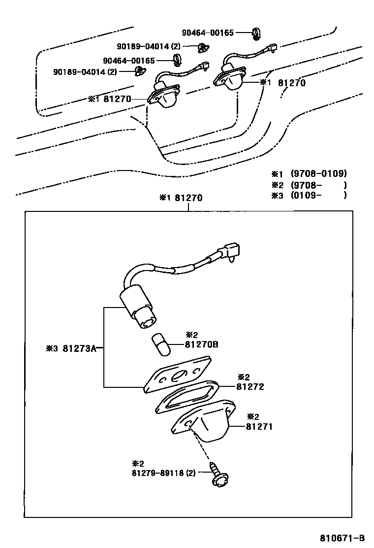 Toyota HILUX 后牌照灯 EPC diagram — 810671B