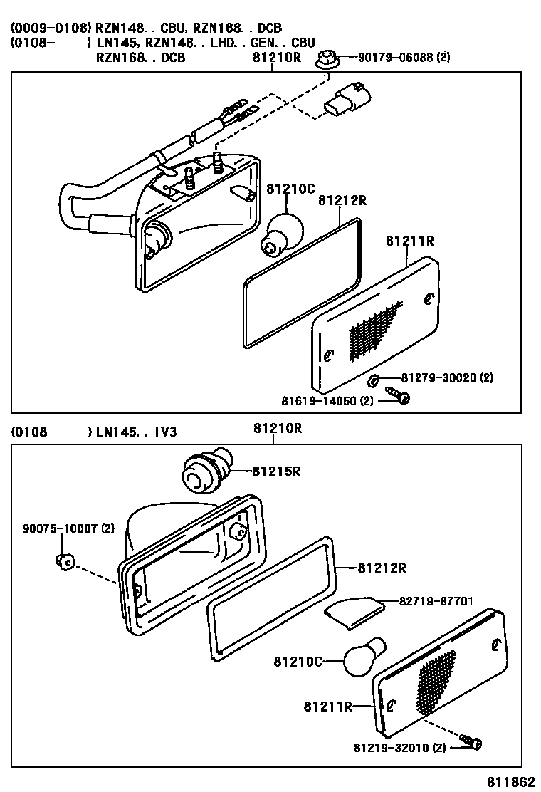 Toyota HILUX 后雾灯 EPC diagram — 811862
