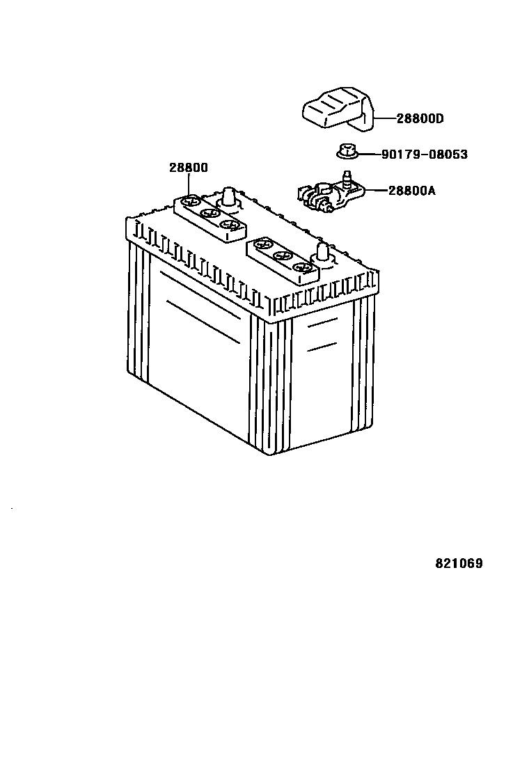 Toyota HILUX 蓄电池和蓄电池电缆 EPC diagram — 821069