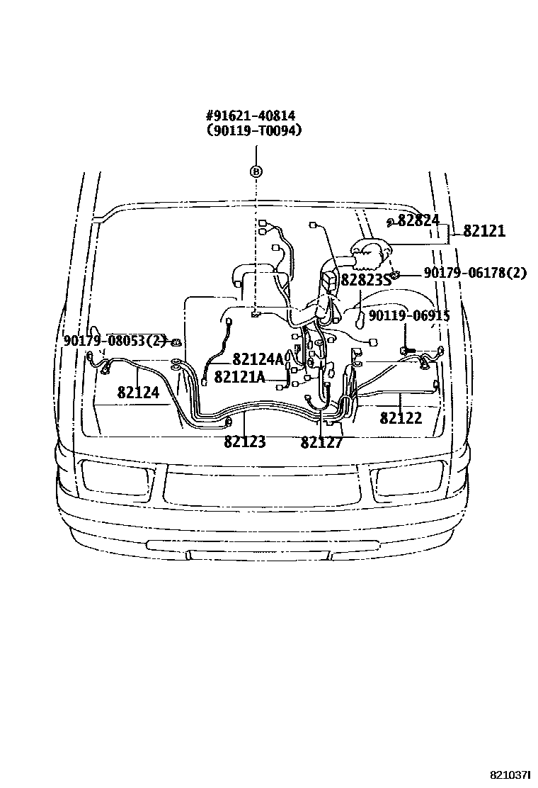 Toyota HILUX 线束和卡夹 EPC diagram — 821037I