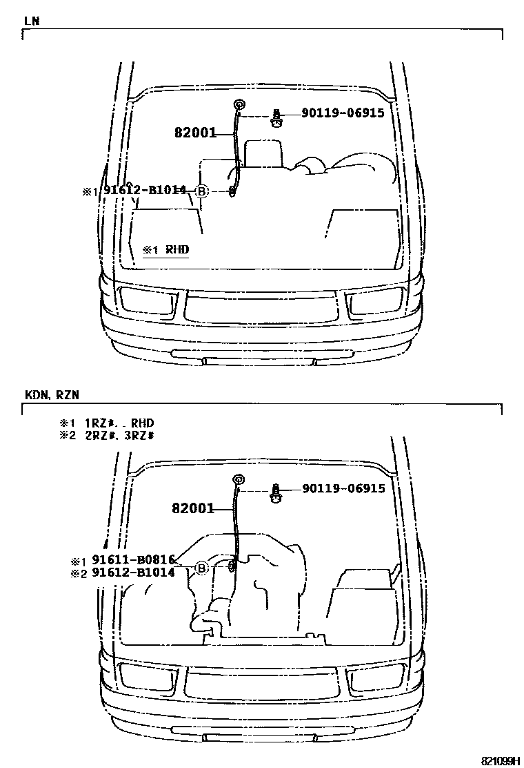 Toyota HILUX 线束和卡夹 EPC diagram — 821099H