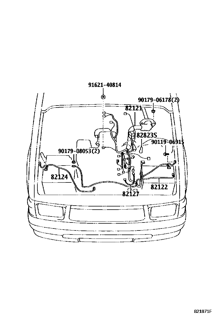 Toyota HILUX 线束和卡夹 EPC diagram — 821871F